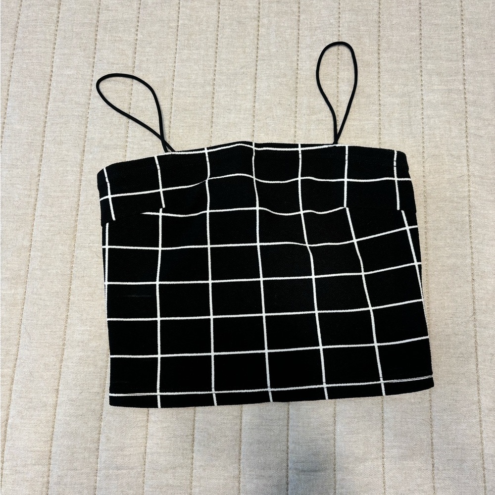 Black and White Grid Pattern Women's Top